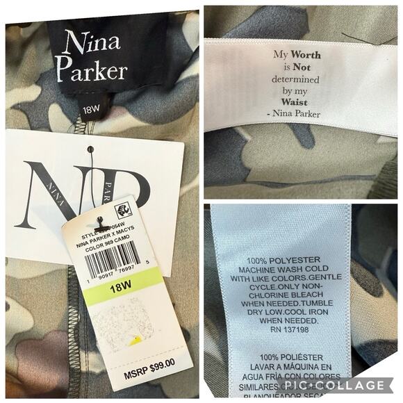 New Camo Cargo Nina Parker Straight Leg Pants Plus Size 18W High Rise Gorpcore - Picture 10 of 13
